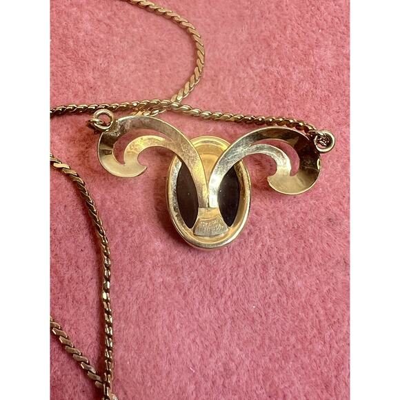 Vintage Van Dell 12K GF Cameo Lady Black Onyx Glass Necklace with Earrings - Picture 7 of 14
